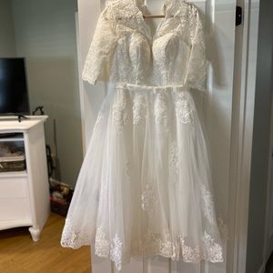 Off white  tea length wedding dress